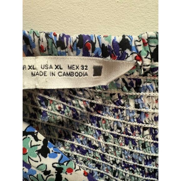 Zara Floral Print Maxi Dress Slit Smocked Back Sz XL - Picture 3 of 8